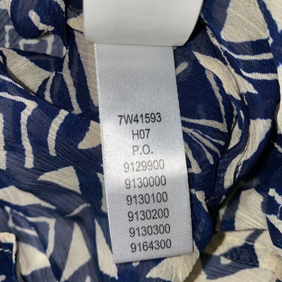 Lucky Brand Womens S Mixed Print Peasant Blouse 100% Rayon Blue & Beige - Picture 6 of 8